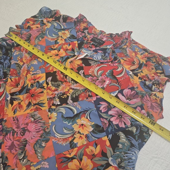 NWT Premise Floral Diamond Block Colorful Shirt Blouse Artsy Bold Art To Wear 2X - Picture 7 of 13